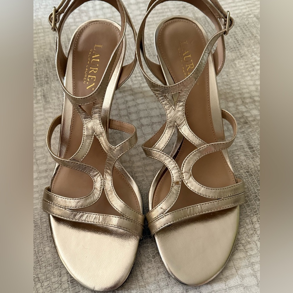 Lauren Ralph Lauren Gold Metallic Strappy Heels